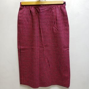 Pendleton womens 6 petite vintage pink/black houndstooth skirt virgin wool USA